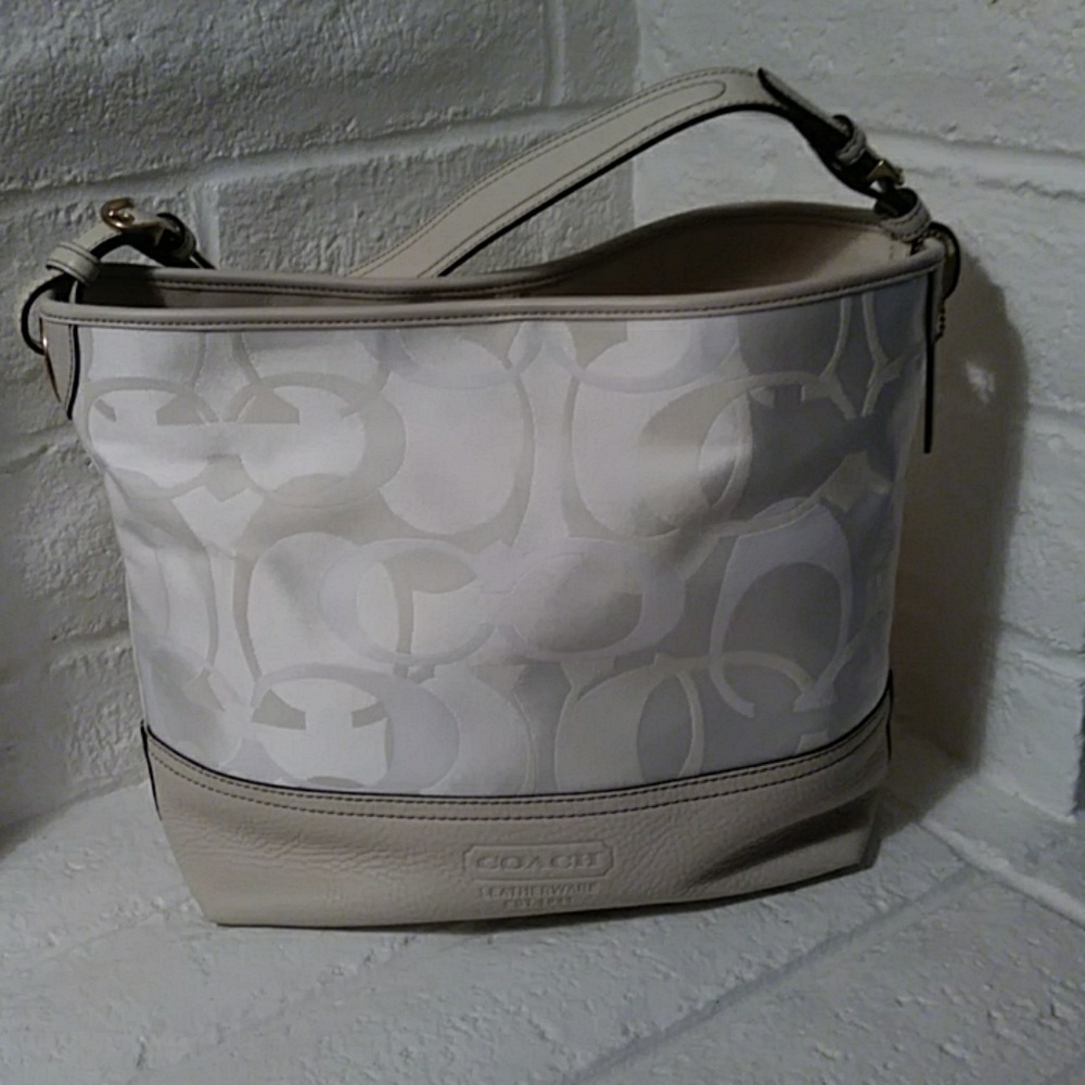 Coach leather and fabric handbag.